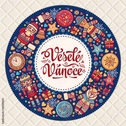 Vesele Vanoce. Vector. Czech language. Warm 