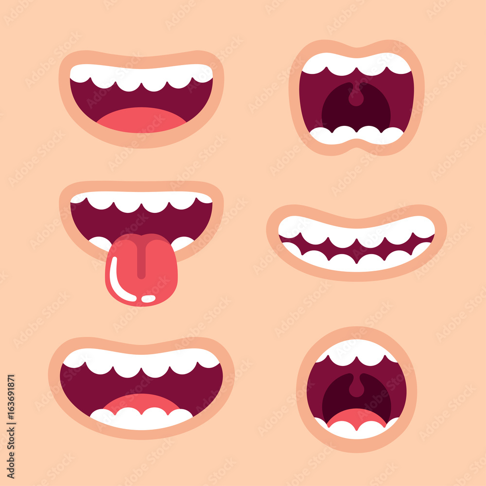 Obraz premium Funny cartoon mouths set