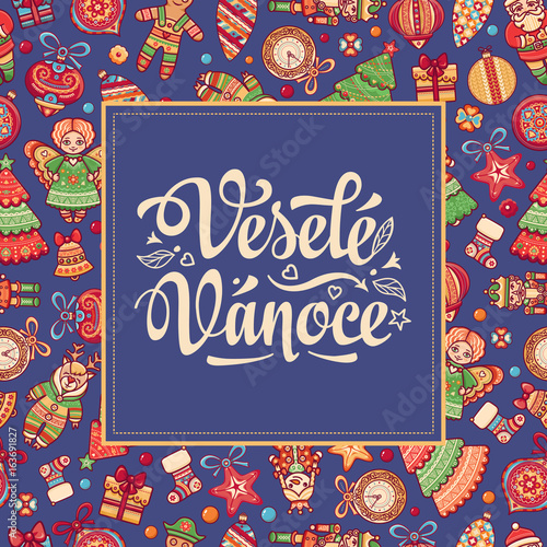 Vesele Vanoce Lettering composition Czech language