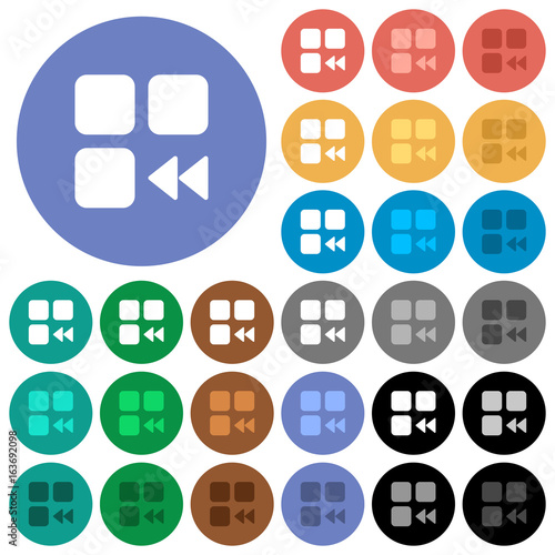 Component fast backward round flat multi colored icons