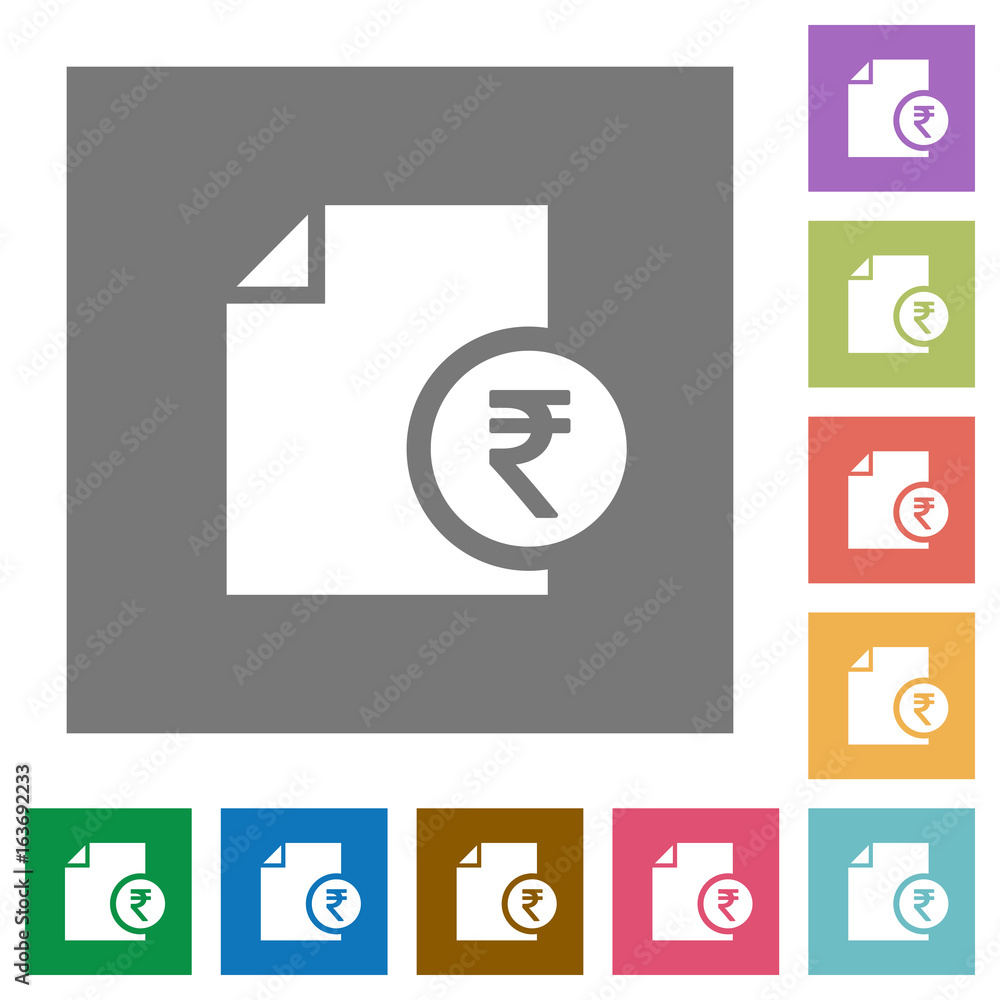 Indian Rupee financial report square flat icons Indian Rupee financial report square flat icons