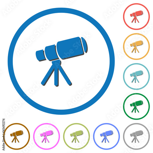 Space telescope icons with shadows and outlines