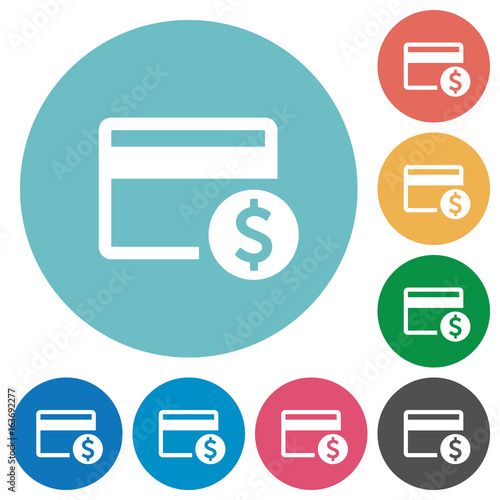 Dollar credit card flat round icons