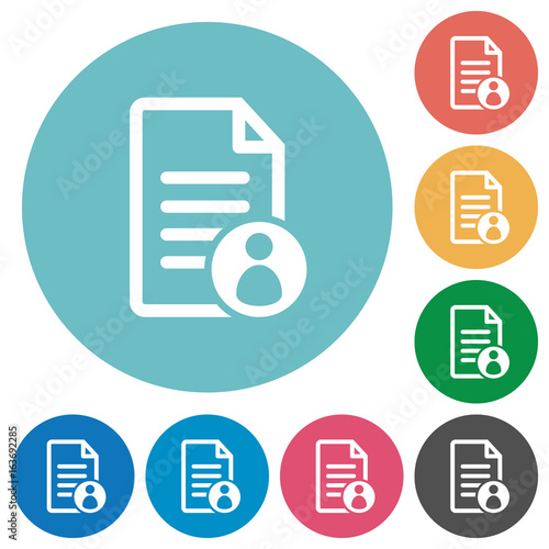 Document owner flat round icons