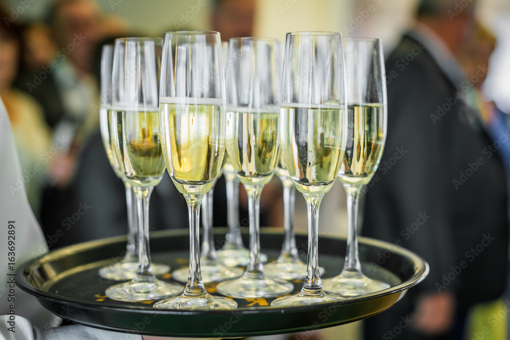 Champagne on a tray Champagne on a tray