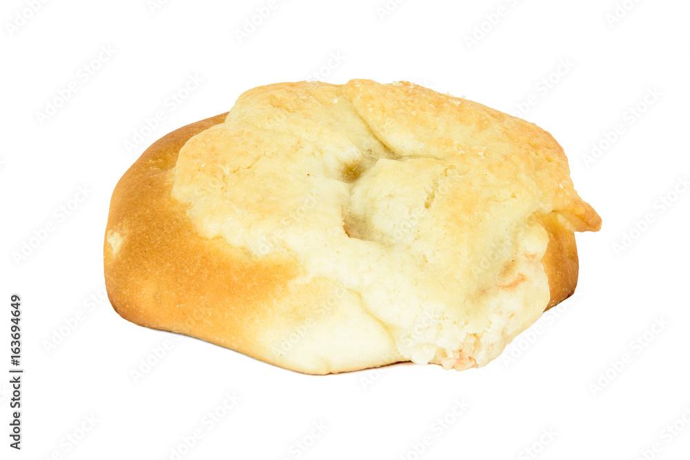 Bun stuffed with plum isolated on white background Bun stuffed with plum isolated on white background