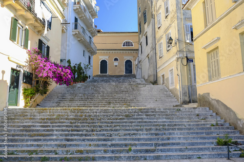 Street in Corfu town, Greece.