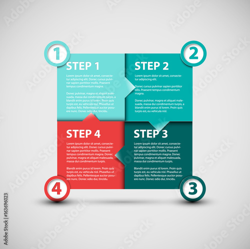 One two three four - vector paper progress steps