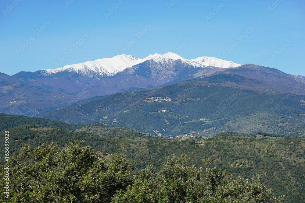 Mountain landscape, the Canigou located in the Pyrenees of southern France, Pyrenees Orientales