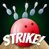 Bowling realistic illustration background. Bowling game leisure concept, Advertising, promotion