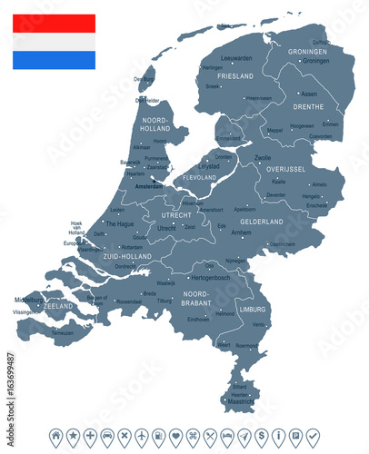 Netherlands - map and flag illustration