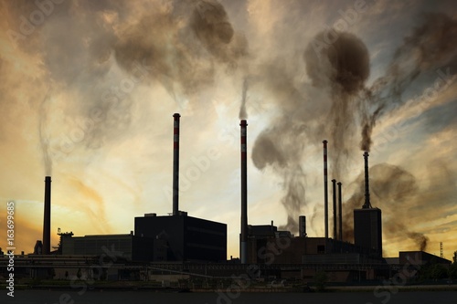 Photography Air pollution and smog concept. Factory is producing toxic smoke