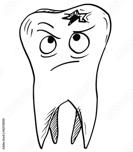 Cartoon Vector of Decayed Carious Tooth