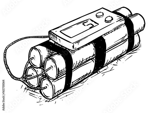 Cartoon Vector of Time Bomb with Digital Display
