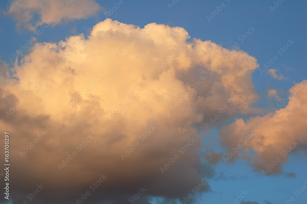 red white clouds on blue sky background