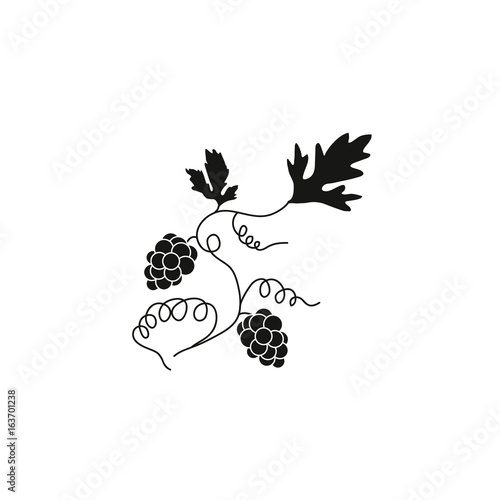 Black silhouette of grapes. Vector