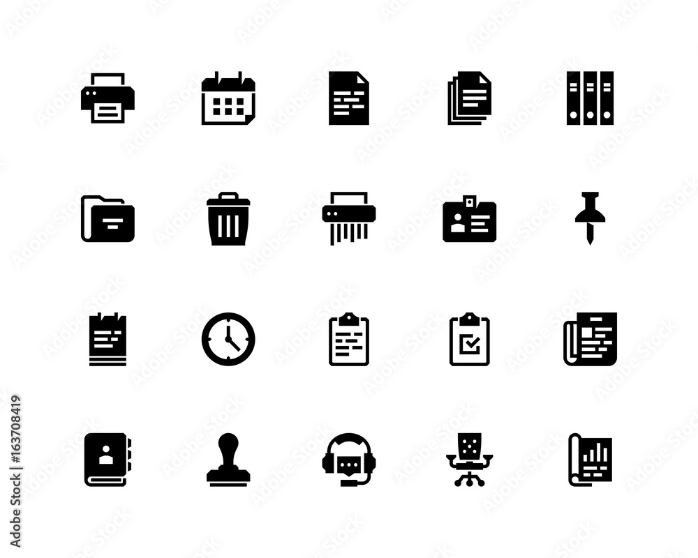 Office icon set, glyph Office icon set, glyph