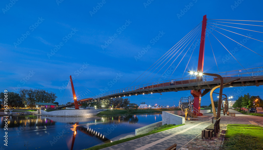 Jelgava, Bridge. New pedestrian cable-stayed bridge in Jelgava.