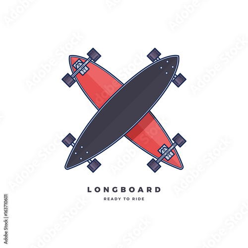 Logo template longboard isolated on white background. Vector illustration.