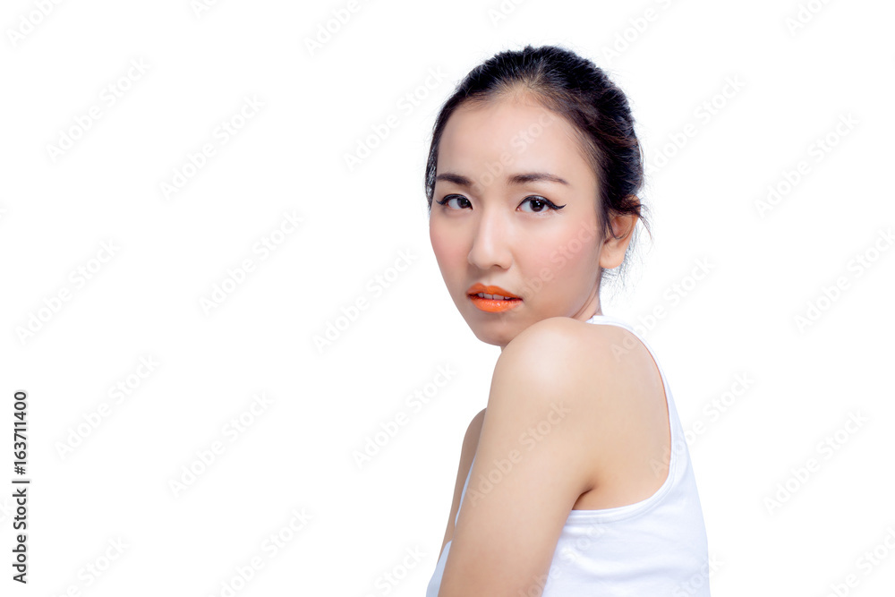 Beautiful girl with makeup, youth and skin care concept / photoset of attractive asia girl on white background Beautiful girl with makeup, youth and skin care concept / photoset of attractive asia girl on white background