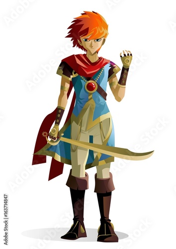 anime fantasy warrior with sword