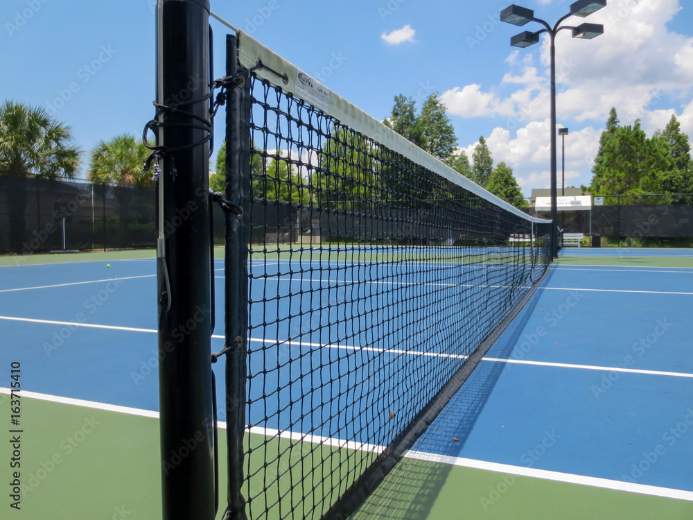 Tennis court with Blue Playing Surface