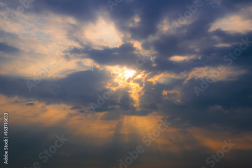 Cloud and sun, sunset time.