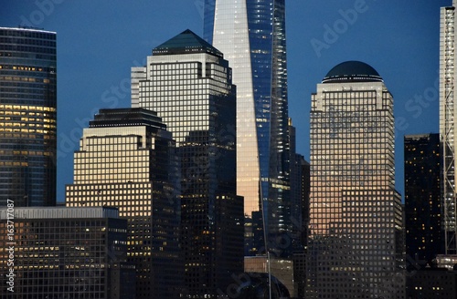 The skyscrapers of the World Financial Center in lower Manhattan.