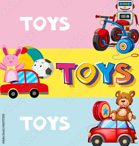 Poster design with toys in background