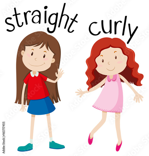 Opposite wordcard for straight and curly