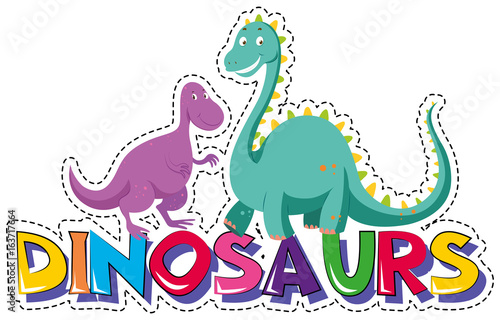 Sticker template for word dinosaurs