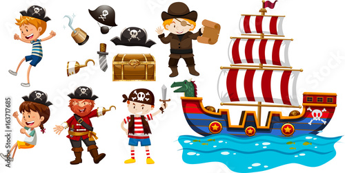 Children and viking ship