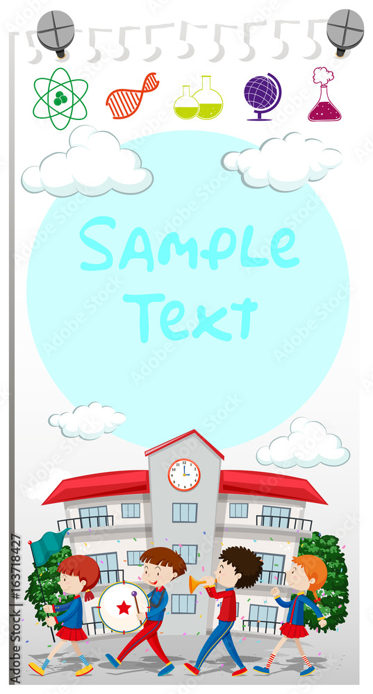 Fototapeta premium Paper template with school band marching