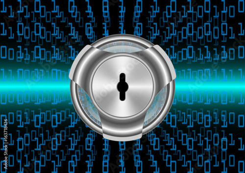 Digital Magnifying Glass scanning and identifying data and Data security; Cyber security concept