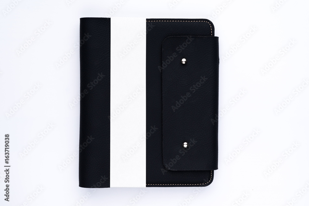 Top view of black leather organizer nook Top view of black leather organizer nook