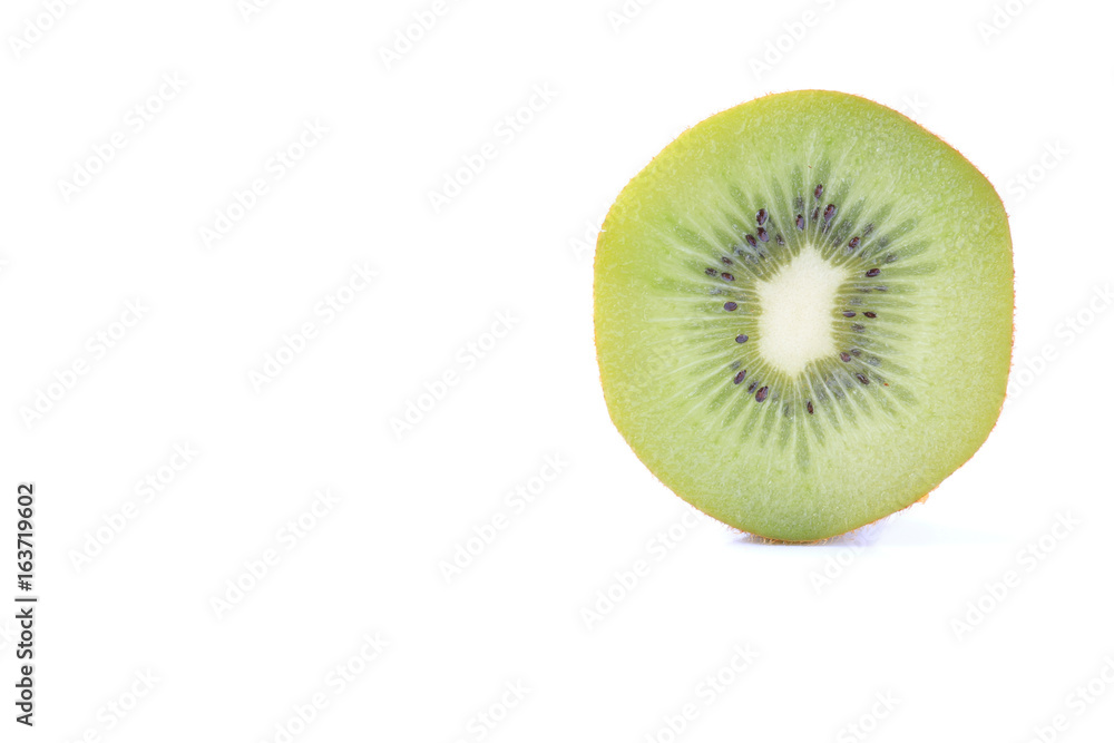 sliced kiwi fruit on white