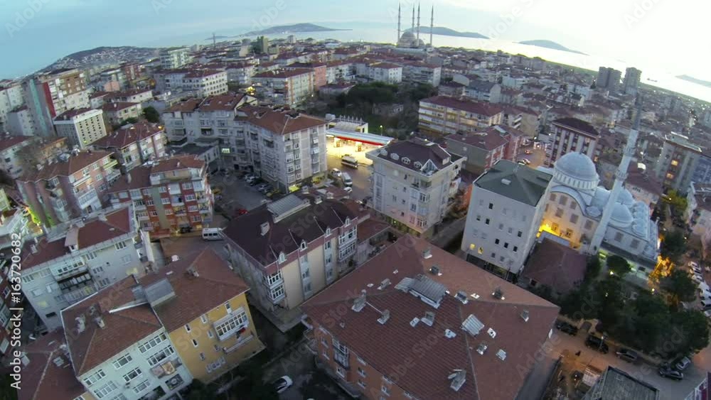 Istanbul at early evening from above. Drone flying over Maltepe Region, Turkey. Istanbul at early evening from above. Drone flying over Maltepe Region, Turkey.