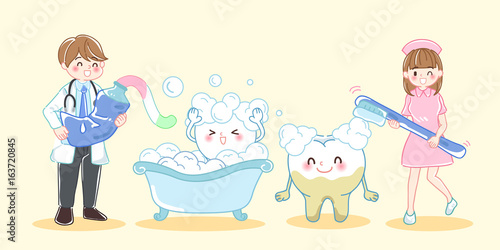 dentist brush tooth happily