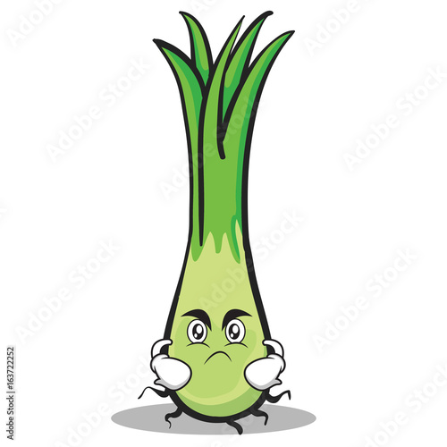 Angry face leek character cartoon