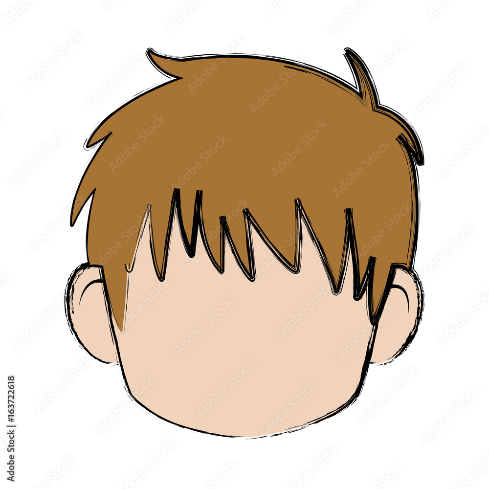 blurred boy of faceless head of little kid anime with haircut style, Stock  vector