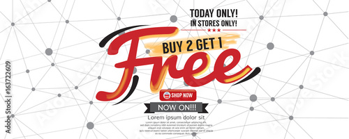Buy 2 Get 1 Free 6250x2500 pixel Banner Vector Illustration