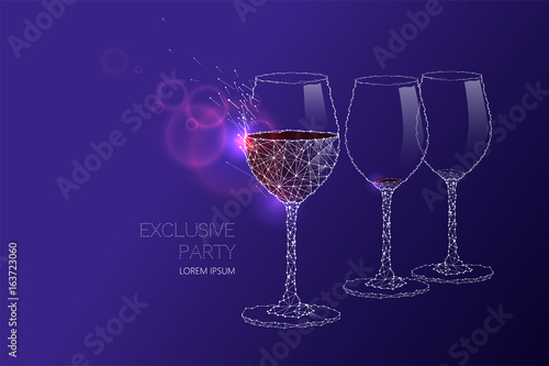 Wine glass with light effect and starry sky