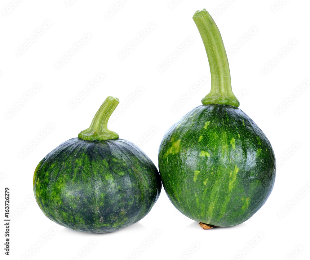 Green pumpkin isolated on the white background . Green pumpkin isolated on the white background .