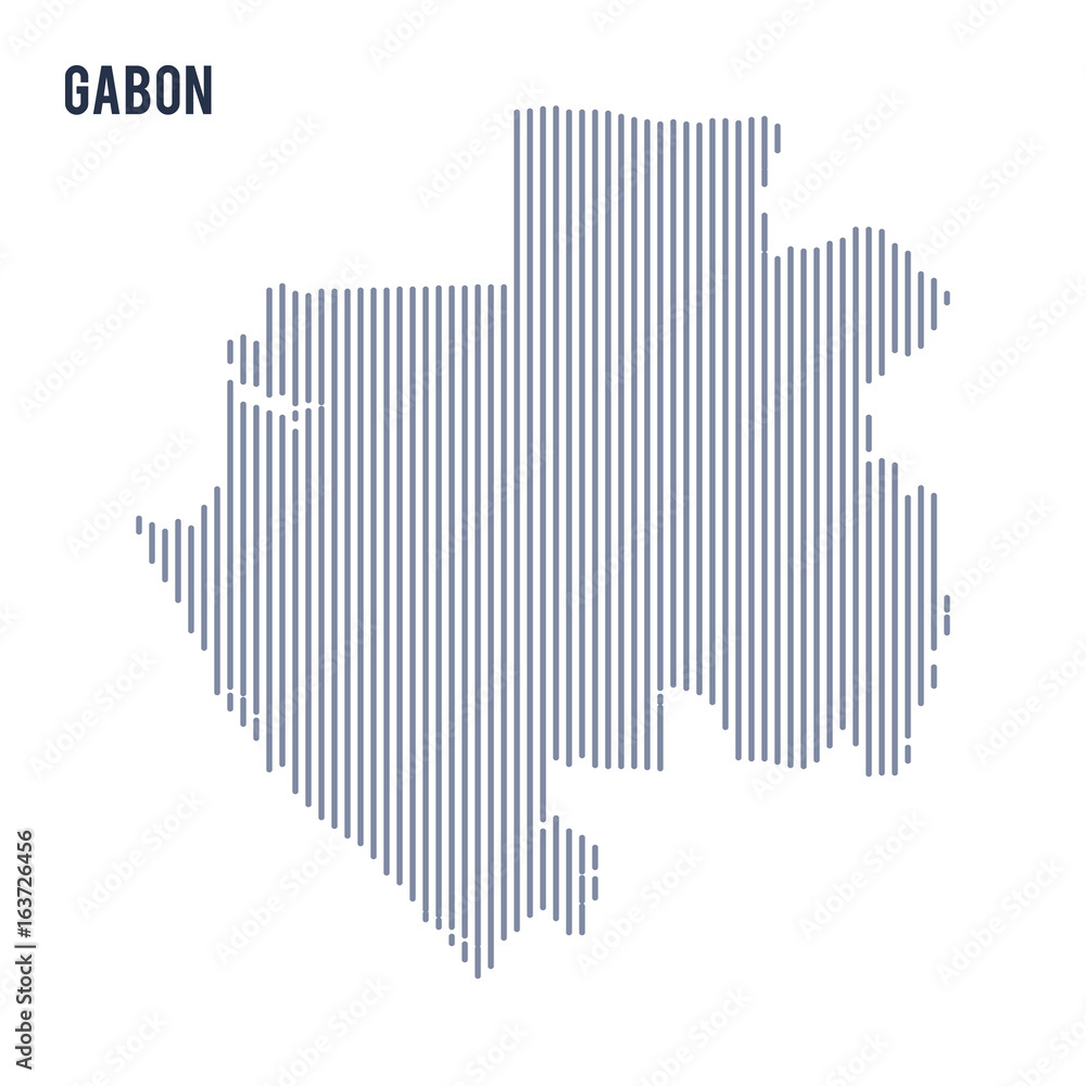 Vector abstract hatched map of Gabon with vertical lines isolated on a white background. Vector abstract hatched map of Gabon with vertical lines isolated on a white background.