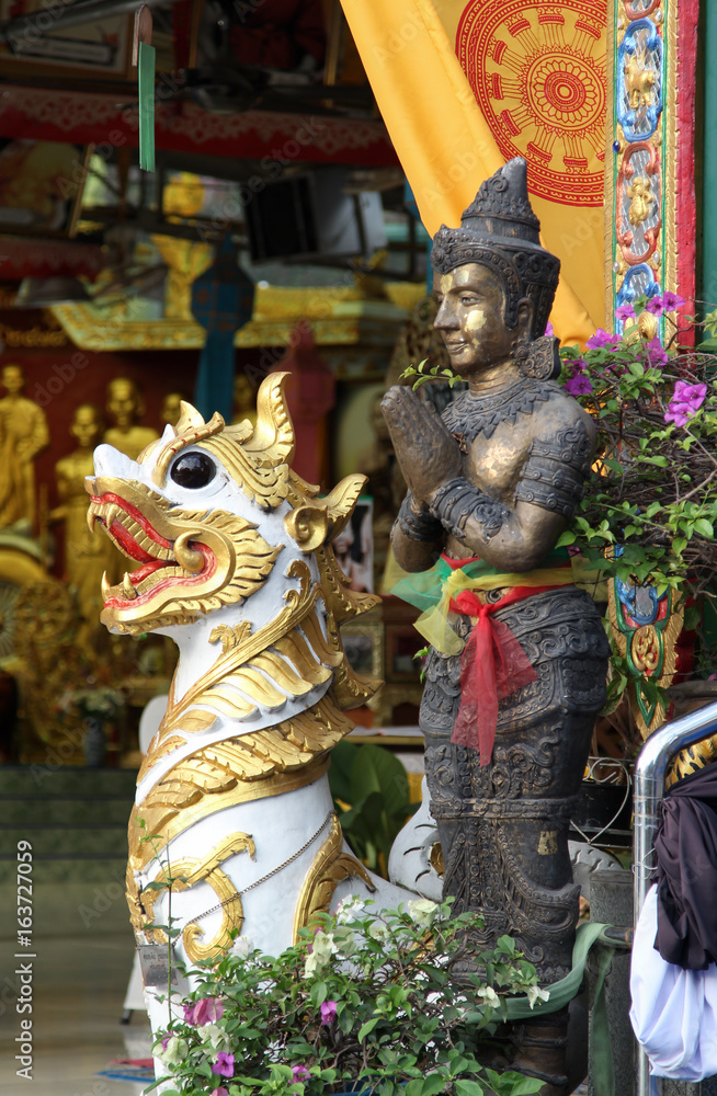 Singha statue  in thai temple.