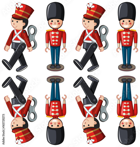 Toy soldiers in different positions