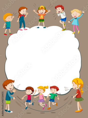 Border template with children playing