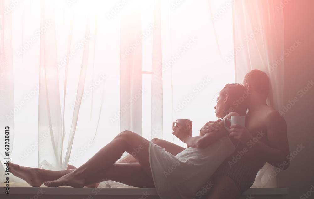 Ekdum Sexy Hd Video - Coffee couple. Good morning. Sexy couple. Stock Photo | Adobe Stock