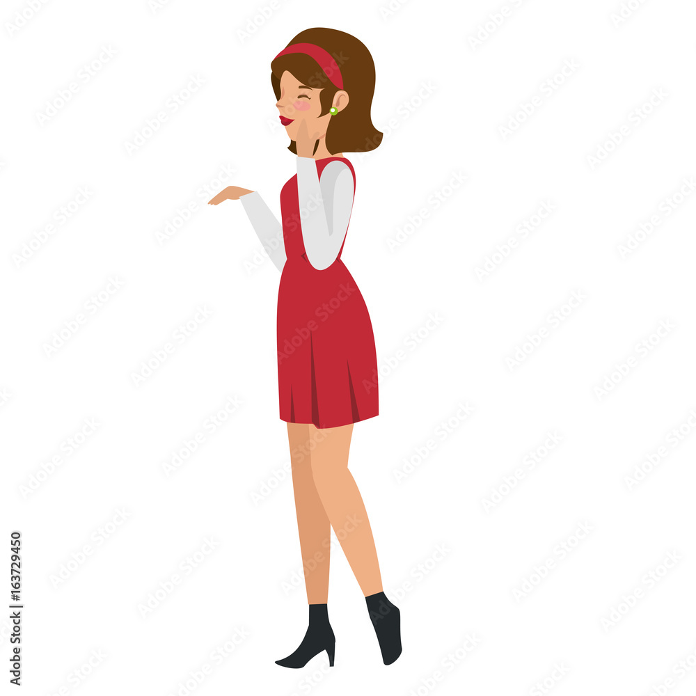 Fototapeta premium cartoon woman wearing casual clothes icon over white background colorful design vector illustration