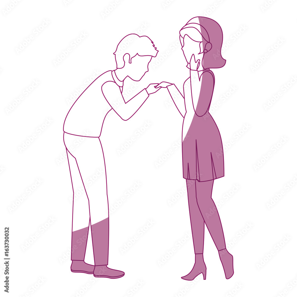 Couple of lovers in proposal of marriage icon over white background vector illustration